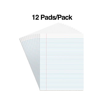 Staples Notepads, 8.5" x 11" (US letter), Narrow Ruled, White, 50 Sheets/Pad, Dozen Pads/Pack (ST57420)