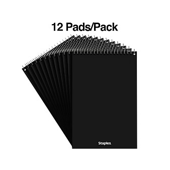 Staples Steno Pads, 6" x 9", Gregg Ruled, White, 80 Sheets/Pad, Dozen Pads/Pack (ST57354)
