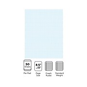 Staples Notepads, 8.5" x 11", Graph Ruled, White, 50 Sheets/Pad, 6 Pads/Pack (ST57332)