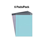 TRU RED™ Notepads, 8.5" x 11.75", Wide Ruled, Pastels, 50 Sheets/Pad, 6 Pads/Pack (TR57363)