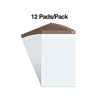 Staples Notepads, 8.5" x 14" (legal), Wide Ruled, White, 50 Sheets/Pad, Dozen Pads/Pack (58189)