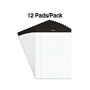 Staples Notepads, 8.5" x 11.75", Wide Ruled, White, 50 Sheets/Pad, Dozen Pads/Pack (ST57339)
