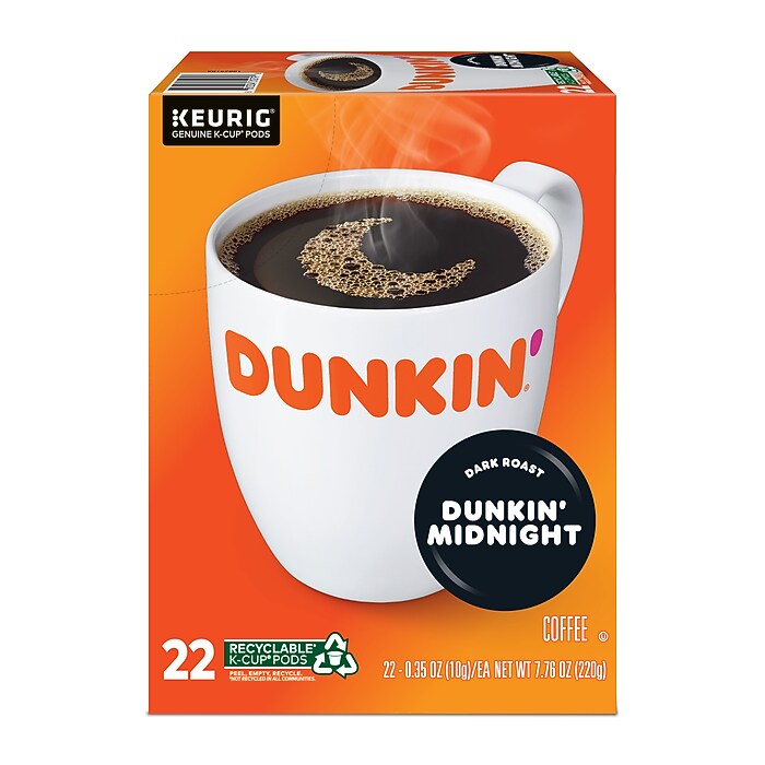 Dunkin' Midnight Coffee Keurig® K-Cup® Pods, Dark Roast, 22/Box