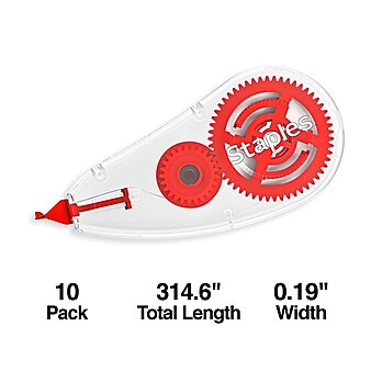 Staples Correction Tape, White, 10/Pack (ST59822/51666)