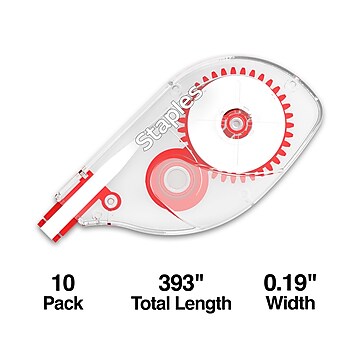 Staples Correction Tape, White, 10/Pack (ST59820)