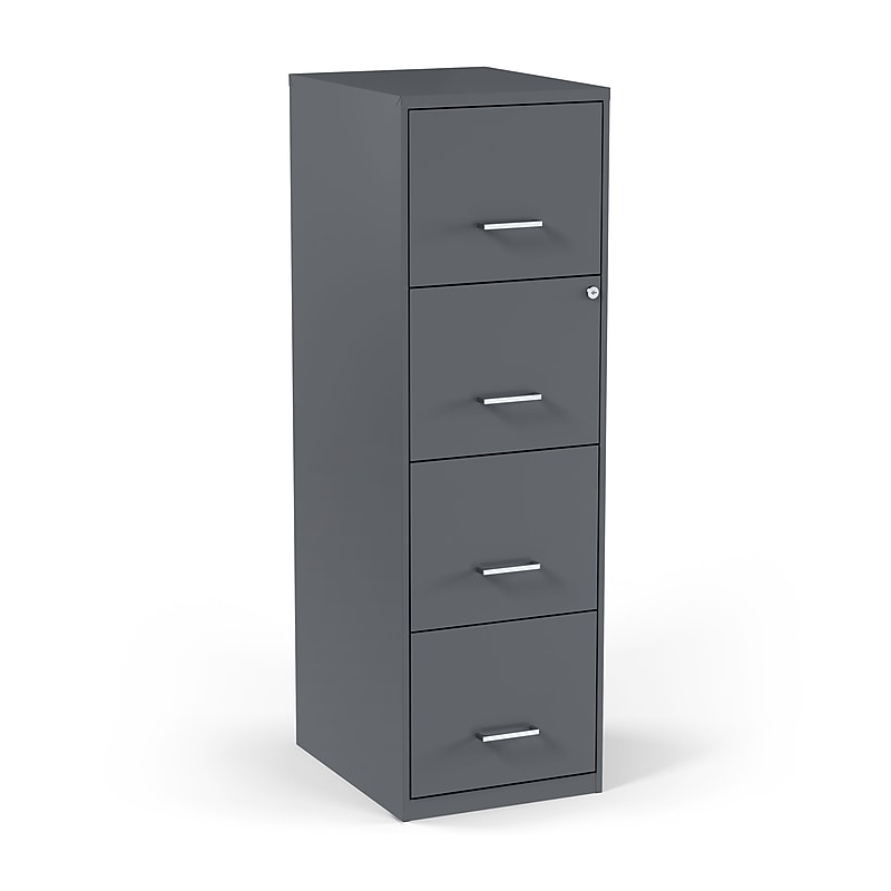 Staples 4-Drawer Vertical File Cabinet, Letter Size, Lockable, 45.8"H x 14.3"W x 18.9"D, Charcoal (ST52148-CC) image 1