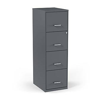 Staples 4-Drawer Light Duty Vertical File Cabinet, Locking, Letter, Charcoal, 18" D (52148)