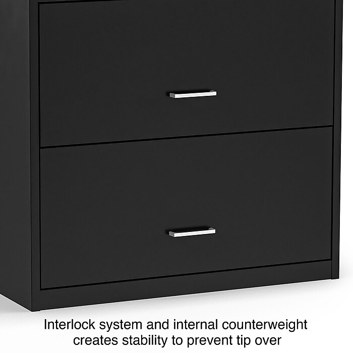 Staples 2 Drawer Lateral File Cabinet Letter Legal Size Lockable 27.3 H x 29.8 W x 20.6 D Black ST52141 CC