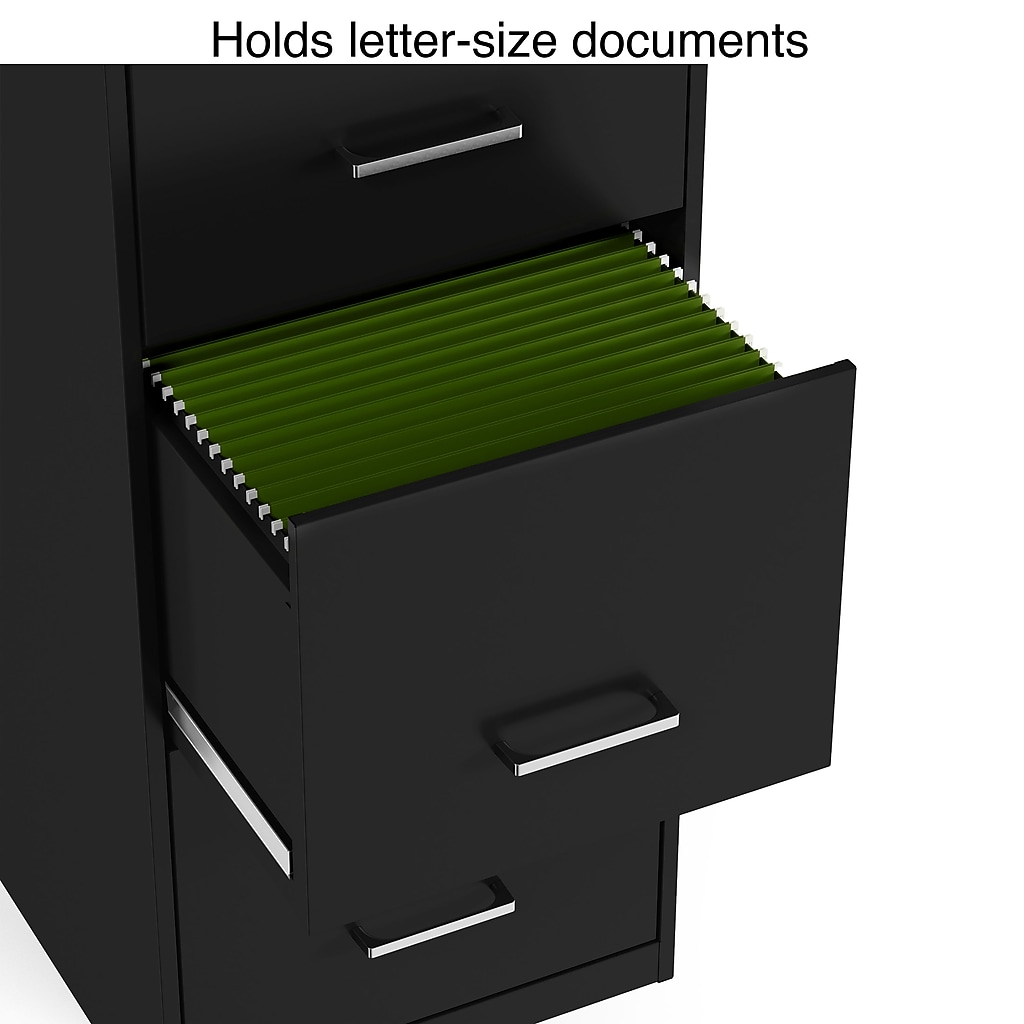 Drawer open showing green hanging file folders