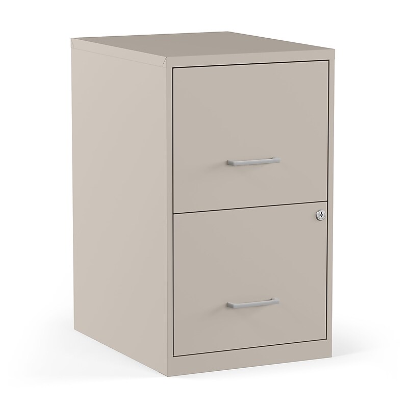 Staples 2-Drawer Vertical File Cabinet, Letter Size, Lockable, 24.1"H x 14.3"W x 18"D, Putty (ST52150-CC) image 1
