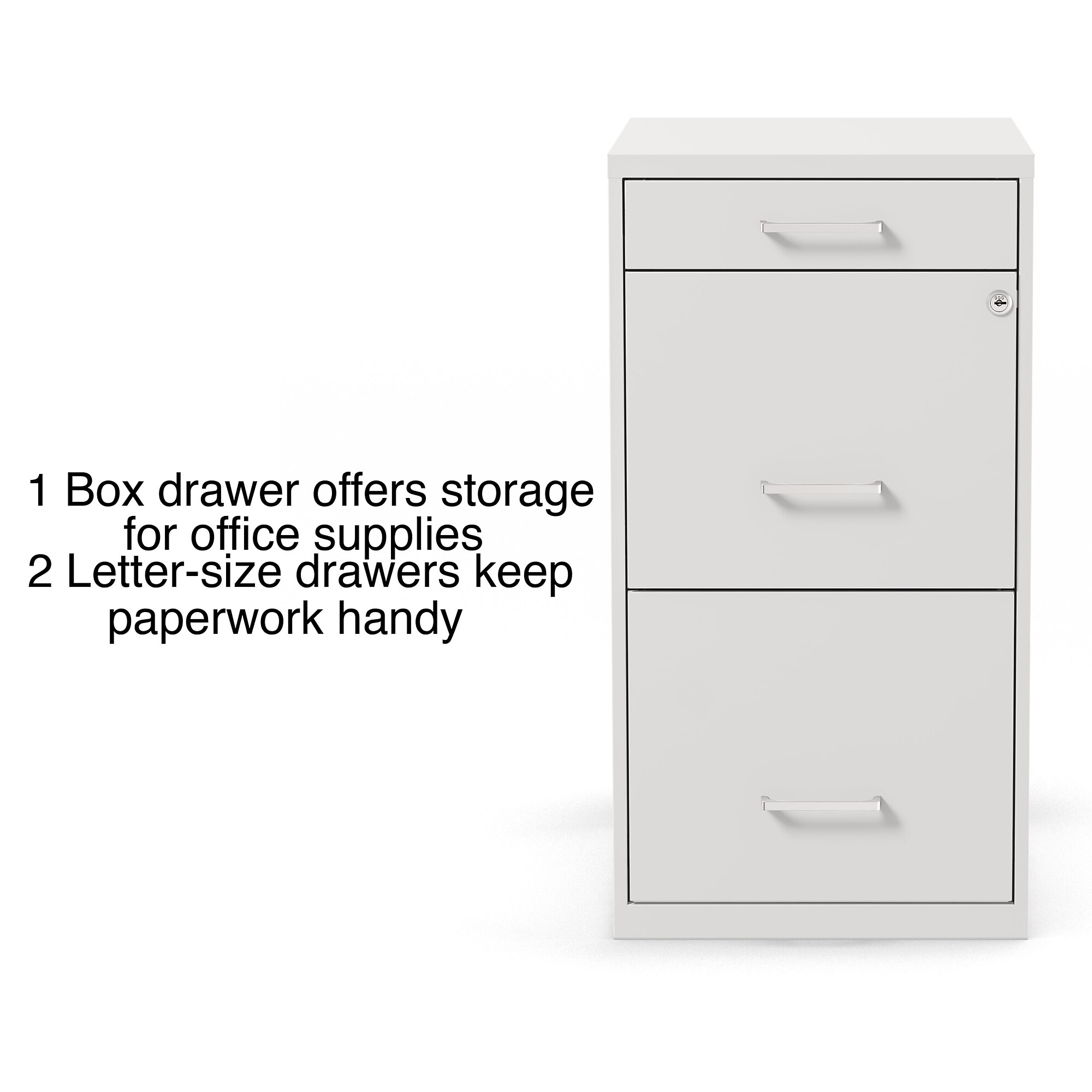 STAPLES 3-Drawer Vertical File Cabinet, Letter Size Documents, Lockable & Mobile, 18.9″ D x 14.3″ W x 26.9″ H, White Sansujyuku sansujyuku.com