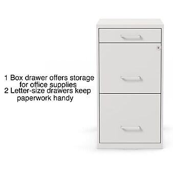 Staples 3-Drawer Light Duty Vertical File Cabinet, Locking, Letter, White, 18"D (52144)