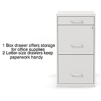 Staples 3-Drawer Light Duty Vertical File Cabinet, Locking, Letter, White, 18"D (52144)