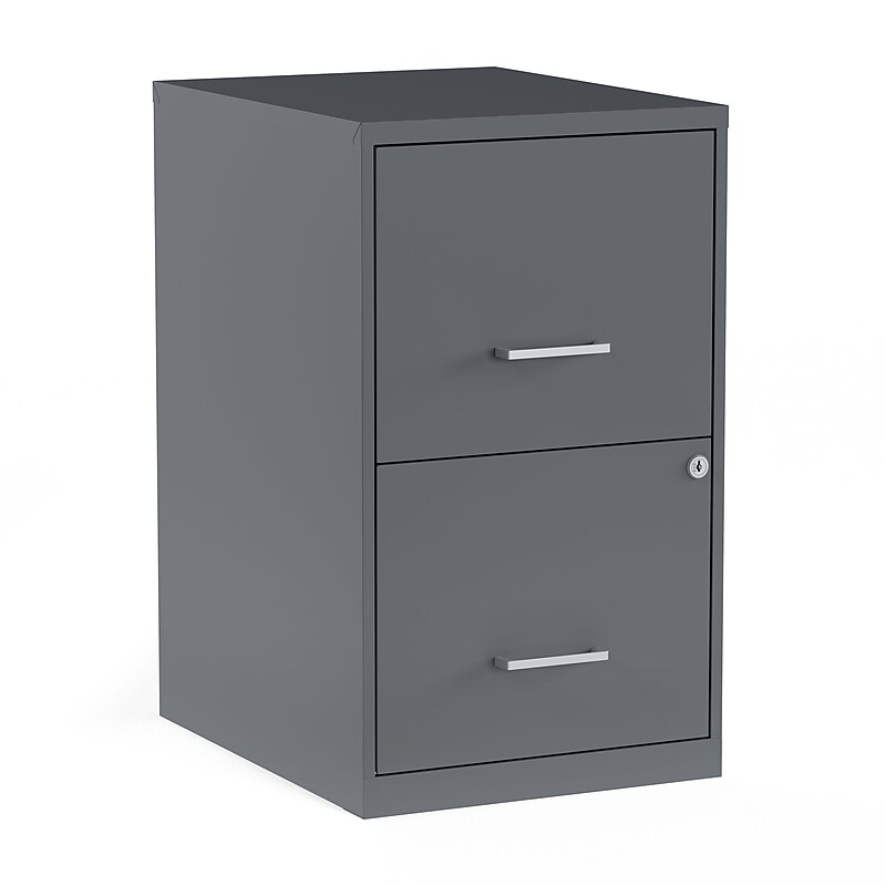 Staples Light Duty 2-Drawer Mobile Vertical File Cabinet, Letter Size, Lockable, 24.1"H x 14.3"W x 18"D, Charcoal (ST52143-CC) image 1