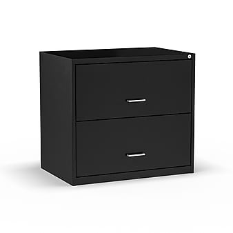 Staples 2-Drawer Light Duty Lateral File Cabinet, Locking, Letter/Legal, Black, 30"W (ST52141)