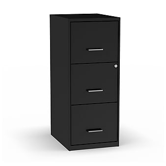 Staples 3-Drawer Light Duty Vertical File Cabinet, Locking, Letter, Black, 18"D (52151)