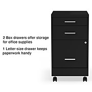 Staples 3-Drawer Vertical File Cabinet, Locking, Letter, Black, 19"D (52156)