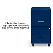 Staples 2-Drawer Light Duty Vertical File Cabinet, Locking, Letter, Blue, 18" (24362)
