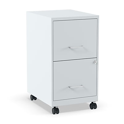 STAPLES 2-Drawer Vertical File Cabinet, Letter Size Documents, Lockable & Mobile, 18″ D x 14″ W x 26.3″ H, Gray Simolary simolary.com