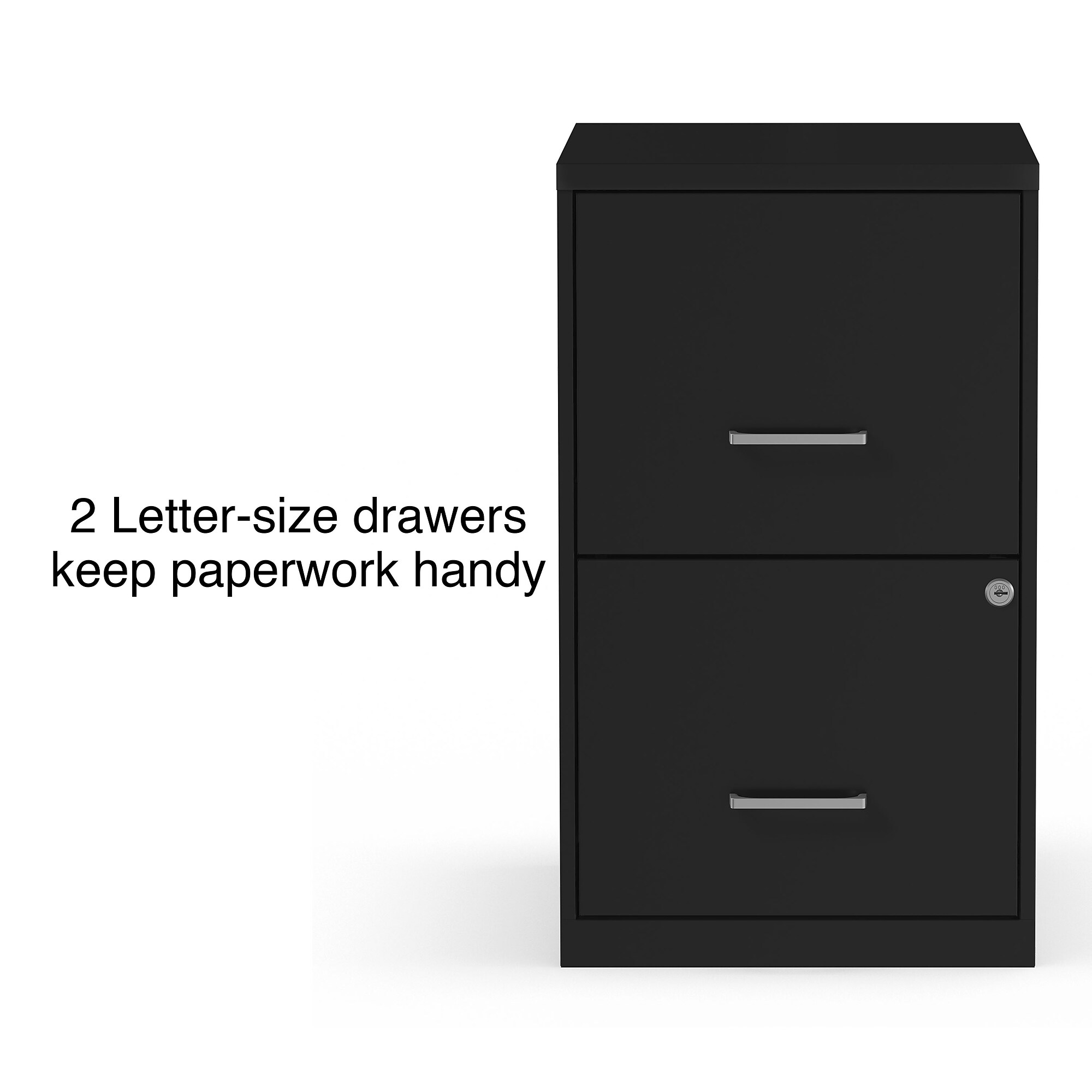 STAPLES 2-Drawer Vertical File Cabinet, Letter Size Documents, Lockable, 18.9″ D x 14.3″ W x 24.1″ H, Black Sansujyuku sansujyuku.com