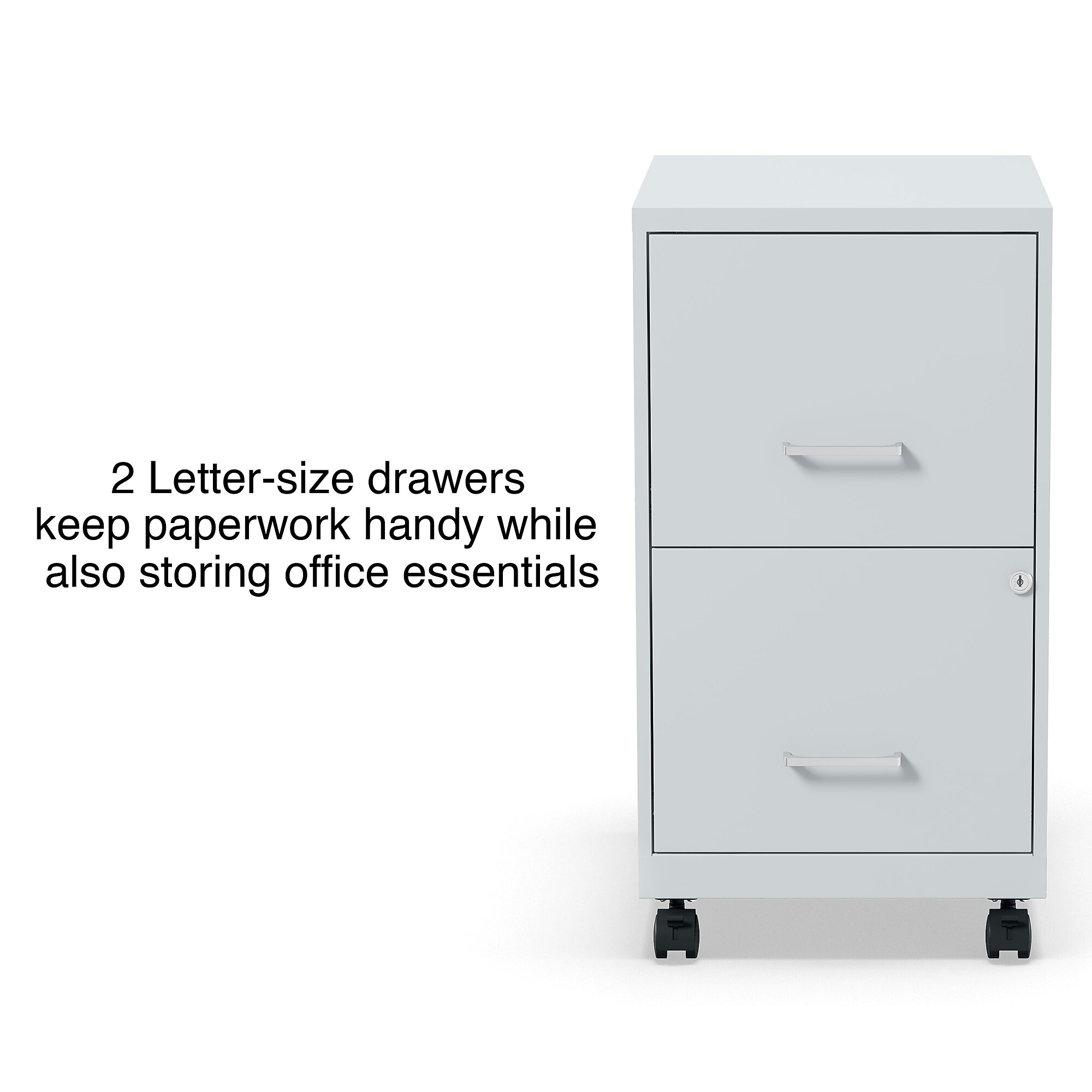 STAPLES 2-Drawer Vertical File Cabinet, Letter Size Documents, Lockable & Mobile, 18″ D x 14″ W x 26.3″ H, Gray Sansujyuku sansujyuku.com