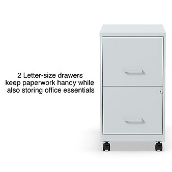 Staples 2-Drawer Light Duty Vertical File Cabinet, Locking, Letter, Gray, 18" (24363)