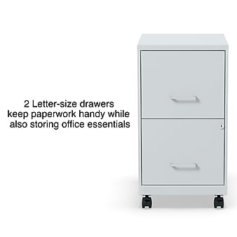 Staples 2-Drawer Light Duty Vertical File Cabinet, Locking, Letter, Gray, 18" (24363)