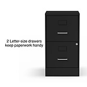 Staples 2-Drawer Light Duty Vertical File Cabinet, Locking, Letter, Black, 18"D (52142)