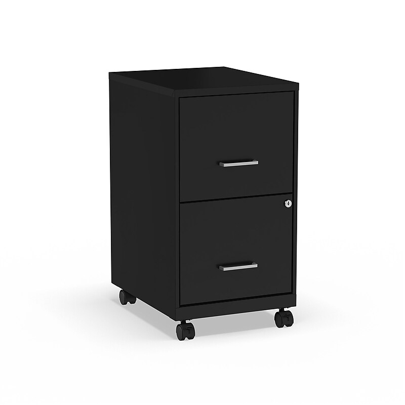 Staples 2-Drawer Mobile Vertical File Cabinet, Letter Size, Lockable, 26.3"H x 14.3"W x 18.9"D, Black (ST52145-CC) image 1