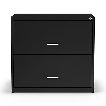 Staples 2-Drawer Light Duty Lateral File Cabinet, Locking, Letter/Legal, Black, 30"W (ST52141)