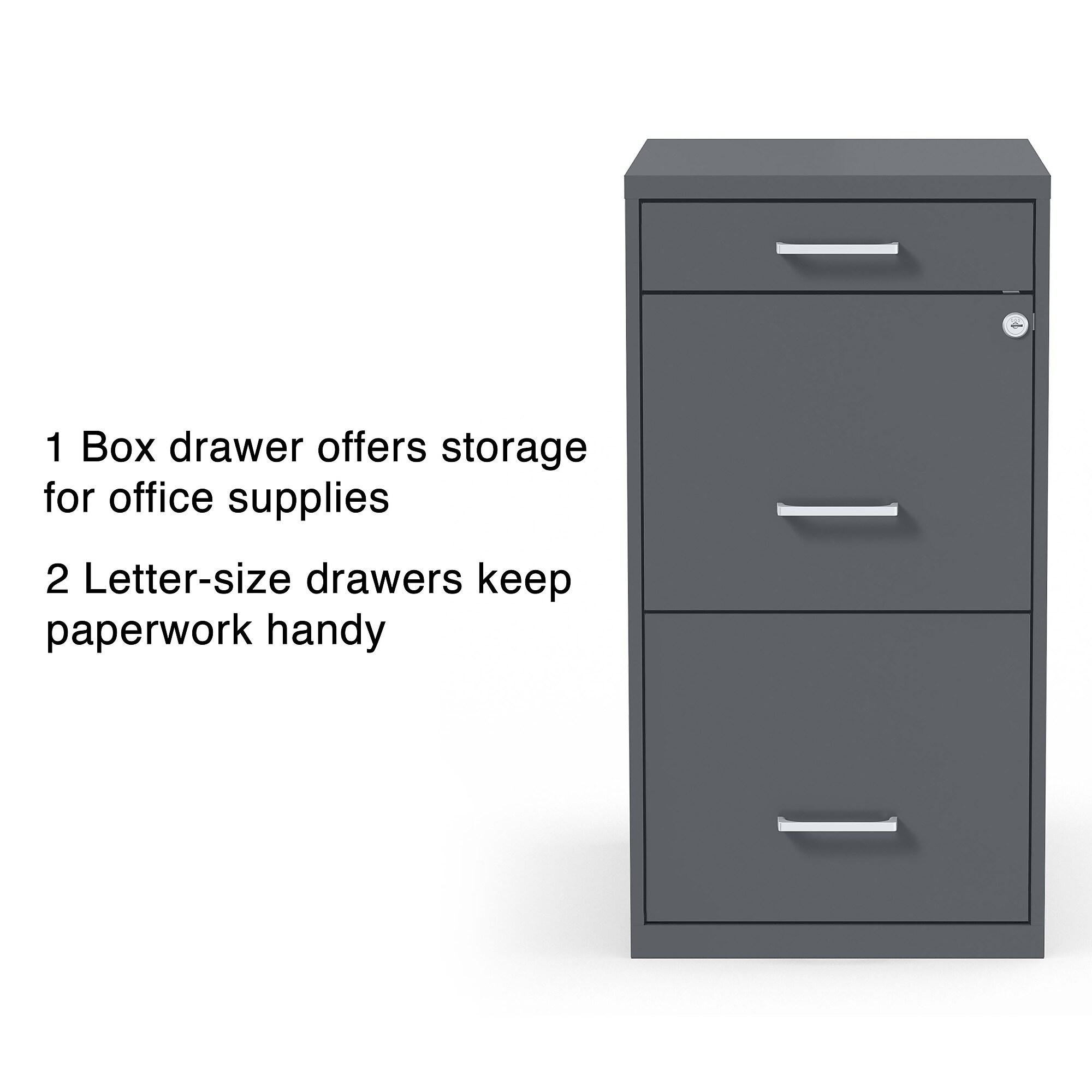 STAPLES 3-Drawer Vertical File Cabinet, Letter Size Documents, Lockable & Mobile, 18.9″ D x 14.3″ W x 26.8″ H, Charcoal Sansujyuku sansujyuku.com