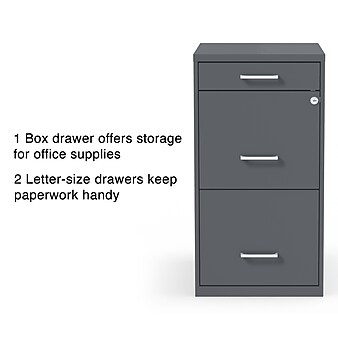 Staples 3-Drawer Vertical File Cabinet, Locking, Letter, Charcoal, 18"D (18606)