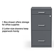 Staples 3-Drawer Vertical File Cabinet, Locking, Letter, Charcoal, 18"D (18606)
