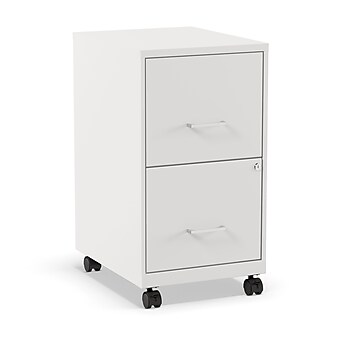 Staples® 2-Drawer Mobile Vertical File Cabinet, Letter Size, Lockable, 26.3"H x 14.3"W x 18.9"D, White (ST52155-CC)