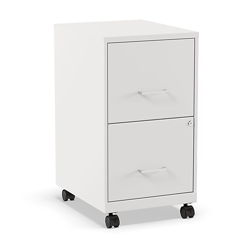 Staples 2-Drawer Mobile Vertical File Cabinet, Letter size, Lockable, 26.3H x 14.3W x 18.9D, White (ST52155-CC)