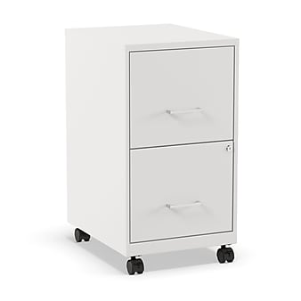 Staples® 2-Drawer Mobile Vertical File Cabinet, Letter Size, Lockable, 26.3"H x 14.3"W x 18.9"D, White (ST52155-CC)