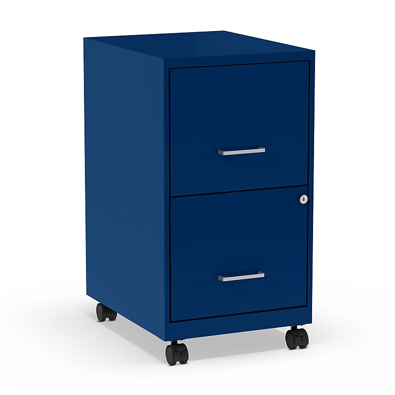 Staples 2-Drawer Mobile Vertical File Cabinet, Letter Size, Lockable, 26.3"H x 14.3"W x 18.9"D, Blue (ST60052-CC) image 1