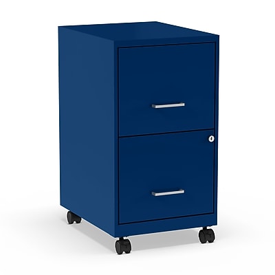 STAPLES 2-Drawer Vertical File Cabinet, Letter Size Documents, Lockable & Mobile, 18″ D x 14″ W x 26.3″ H, Blue Simolary simolary.com