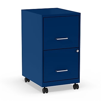 Staples 2-Drawer Light Duty Vertical File Cabinet, Locking, Letter, Blue, 18" (24362)