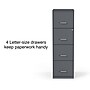 Staples 4-Drawer Vertical File Cabinet, Letter Size, Lockable, 45.8"H x 14.3"W x 18.9"D, Charcoal (ST52148-CC)~#|#~s1212960_sc7