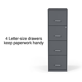 Staples 4-Drawer Light Duty Vertical File Cabinet, Locking, Letter, Charcoal, 18" D (52148)