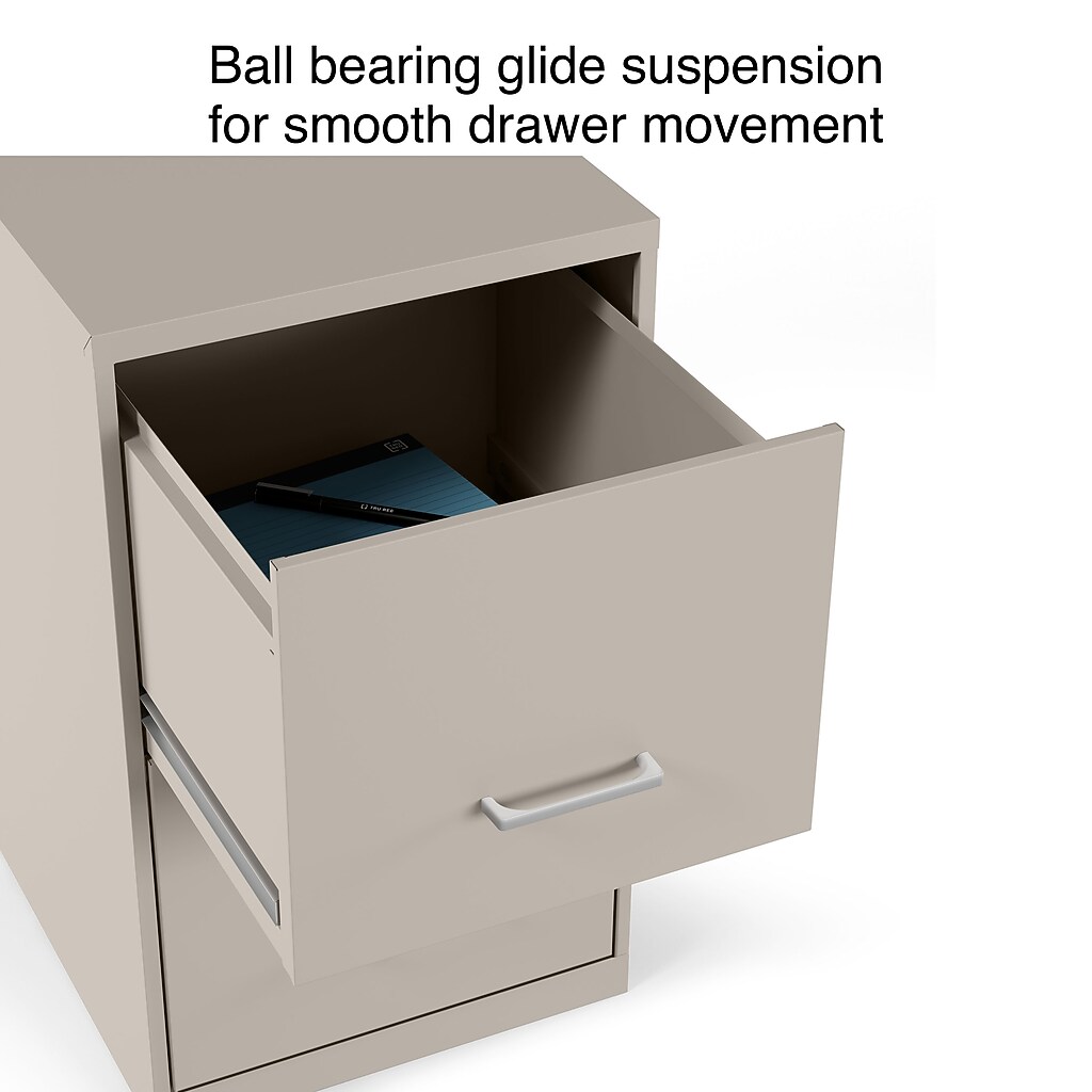 Ball-bearing glide suspension shown for smooth drawer movement