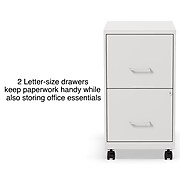 Staples 2-Drawer Vertical Mobile File Cabinet, Locking, Letter Size, White, 18''D (19634)