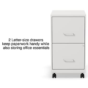 Staples 2-Drawer Vertical Mobile File Cabinet, Locking, Letter Size, White, 18''D (19634)