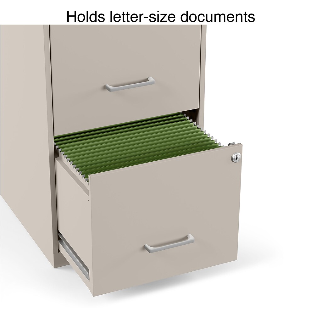 Open bottom drawer showing green file folders
