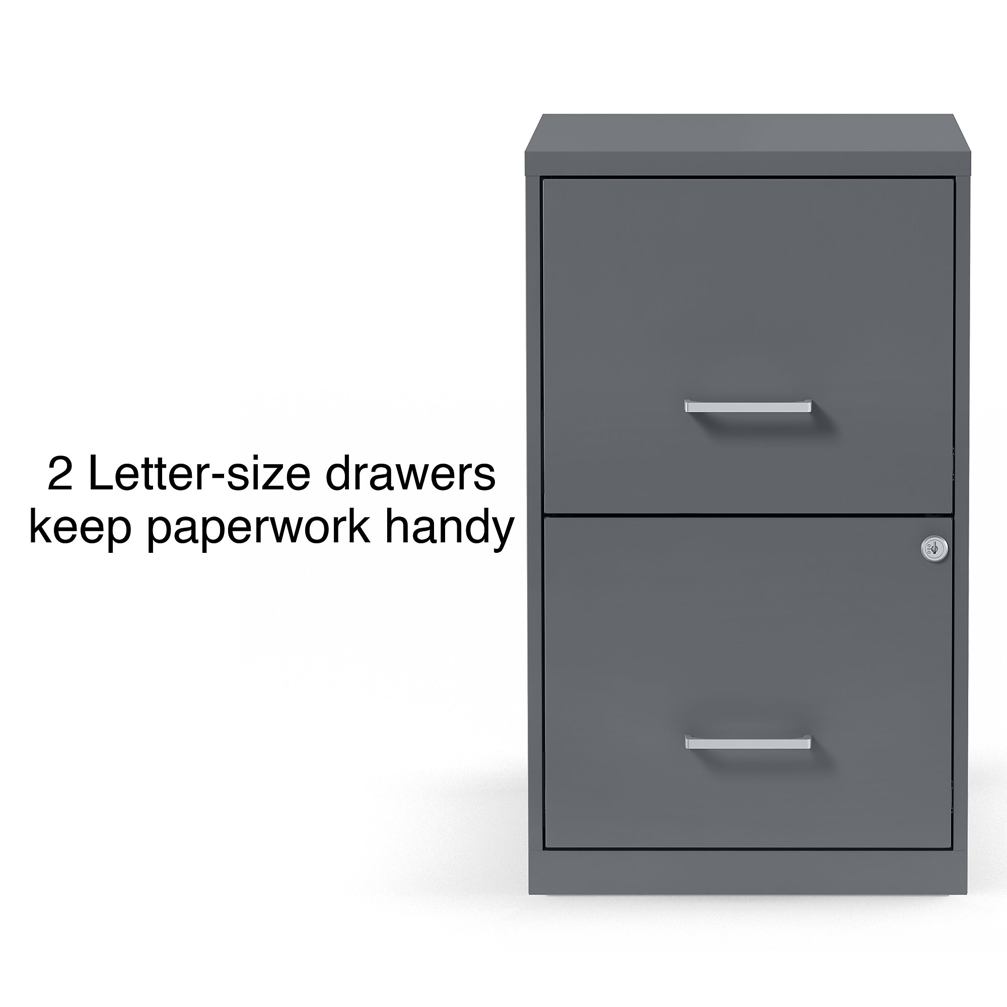 Staples Light Duty 2-Drawer Vertical File Cabinet, Letter Size, Lockable, 24.1″H x 14.3″W x 18″D, Charcoal (ST52143-CC) Sansujyuku sansujyuku.com