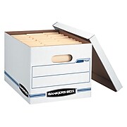 Bankers Box® Stor/File Corrugated File Storage Boxes, Lift-Off Lid, Letter/Legal Size, White/Blue, 20/Pack (0070333)