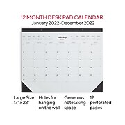 2022 TRU RED™ 17" x 22" Monthly Desk Pad Calendar, Black/White (TR12951-22)