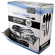 Berkley Square Dispens-a-Spoon Plastic Tea Spoon, Medium-Weight, Black, 100/Box (1223003)