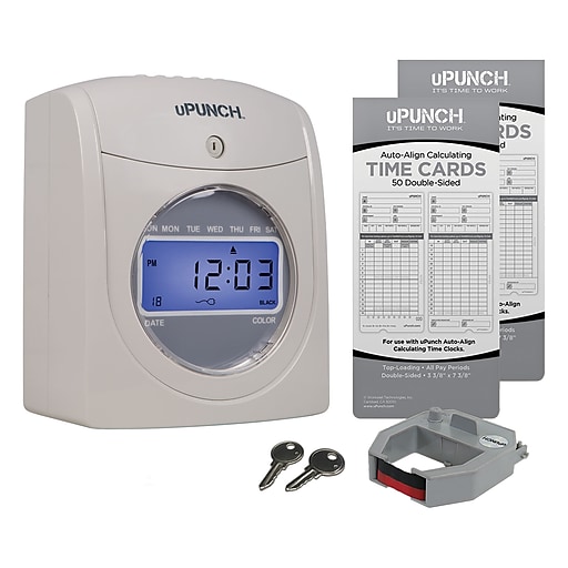 uPunch Electronic Calculating Time Clock Starter Bundle Punch Card